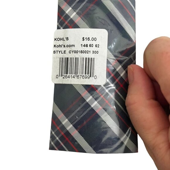 Kohls clip on tie boys blue green red plaid - Picture 6 of 6